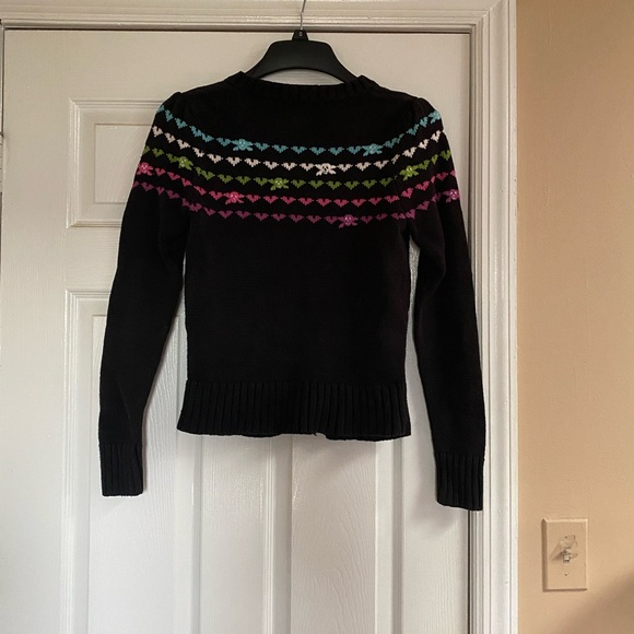 Y2K Heatherette Skull Hearts Rainbow Ski Fair Isle Cardigan Sweater - Picture 2 of 14